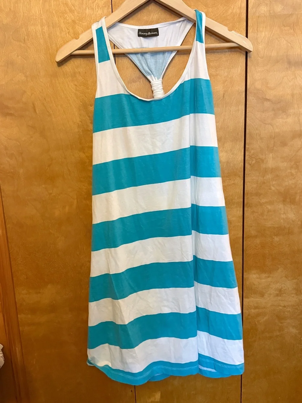 Tommy Bahama Turquoise and White Striped Swim Coverup